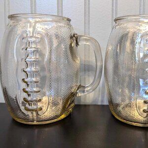 Glass Football Beer Mugs W/ Handle 2 Home Essentials The Beer Den Large Barware